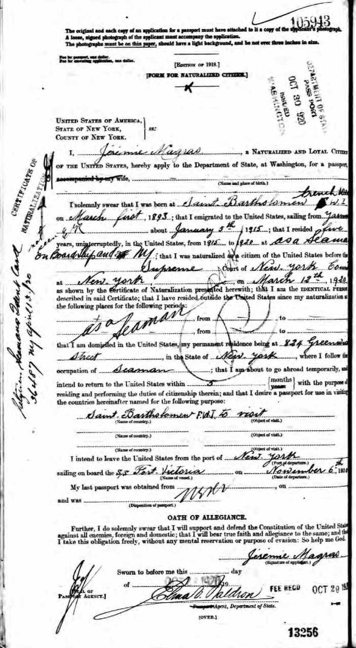 MAGRAS Louis Jeremie demande passeport