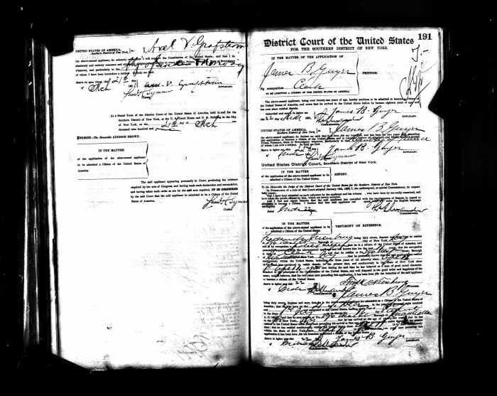 GUYER James Benjamin 1901 petition for naturalization