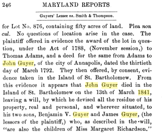 GUYER testament reference