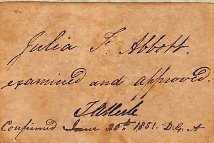ABOTT Julia confirmation 1851