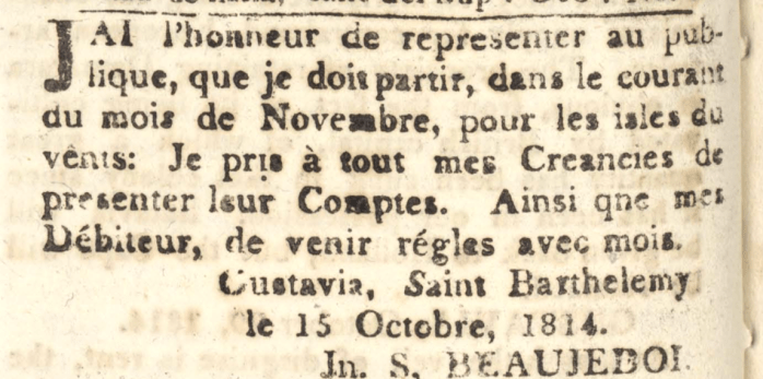BEAUJEDOL 15 OCTOBRE 1814 REPORT