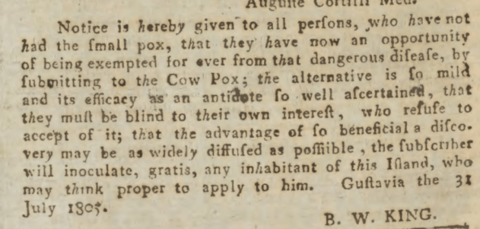 VACCIN ANNONCE SUIVANTE 15 AOUT 1805