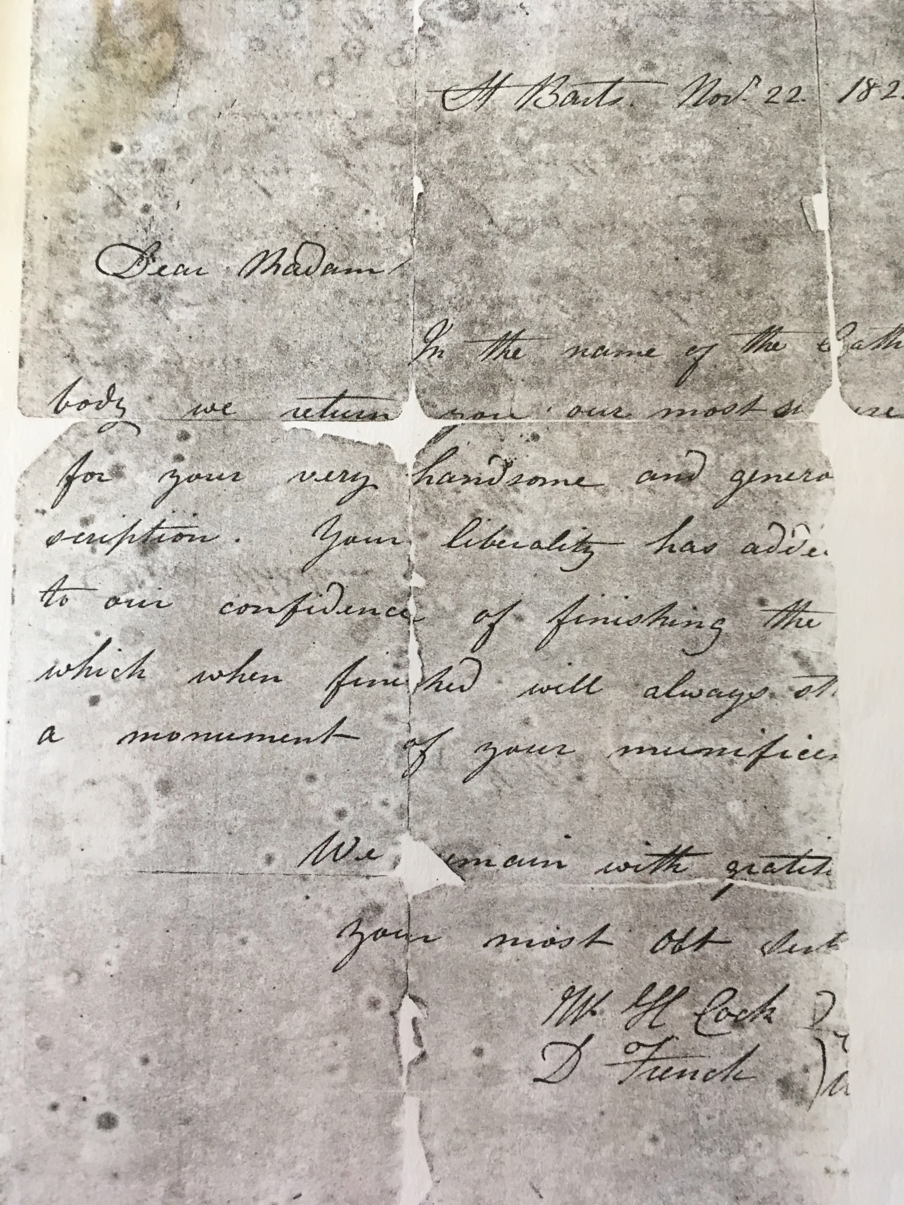 1828 church letter to Elizabeth WARNER-Portelly P 1