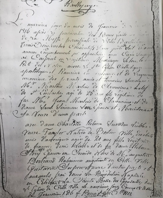 Mariage Martin MARTINS et LIEBBE page 1