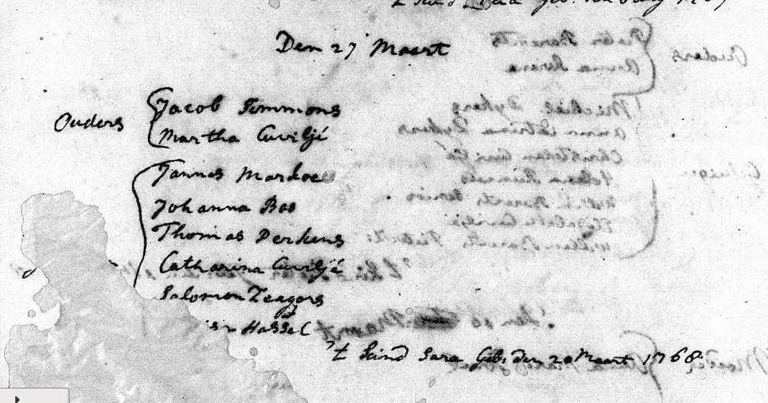 SIMMONS Sara Cuvilje Statia birth 20 March 1768 - BPT 27 March 1768